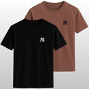 Kit 2 Camisetas Masculinas NY New York Slim Fit 100% Algodão Premium